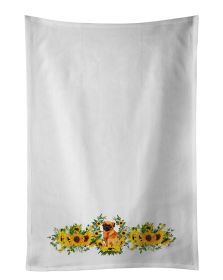 NEW Small Brabant Griffon in Sunflowers Kitchen Towel Set of 2 White Dish Towels Decorative Bathroom Hand towel for Hand, Face, Hair, Yoga, Tea