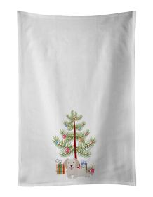 NEW Small Greek Domestic Dog Kokoni #2 Christmas Tree Kitchen Towel Set of 2 White Dish Towels Decorative Bathroom Hand towel for Hand, Face, Hair