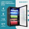 Beverage Refrigerator and Cooler, 126 Can Mini fridge with Glass Door, Small Refrigerator with Adjustable Shelves(Slive).