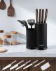 Knife Block Holder, Cookit Universal Knife Block without Knives, Unique Double-Layer Wavy Design, Round Black Knife Holder for Kitchen