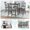 5 Piece Dining Table Set, Wooden Dining Square Table Set for 4